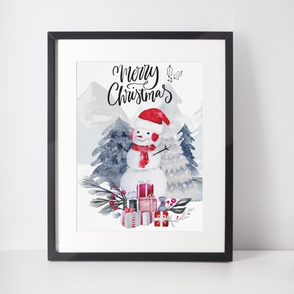 Watercolor Christmas Wall Art Illustration Print Poster Unframed - Picture 3 of 5